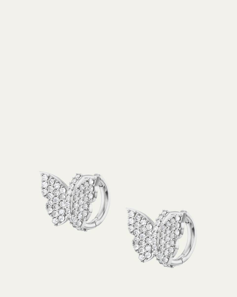 Pave Diamond Butterfly Huggie Earrings